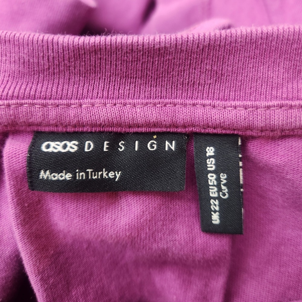 ASOS Curve Purple Maxi T Shirt Dress Size 18 Acid Wash Smock Tie Back Detail - Picture 4 of 13